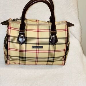 Burberry Classic Nova Check Handbag with Brown Leather Handles